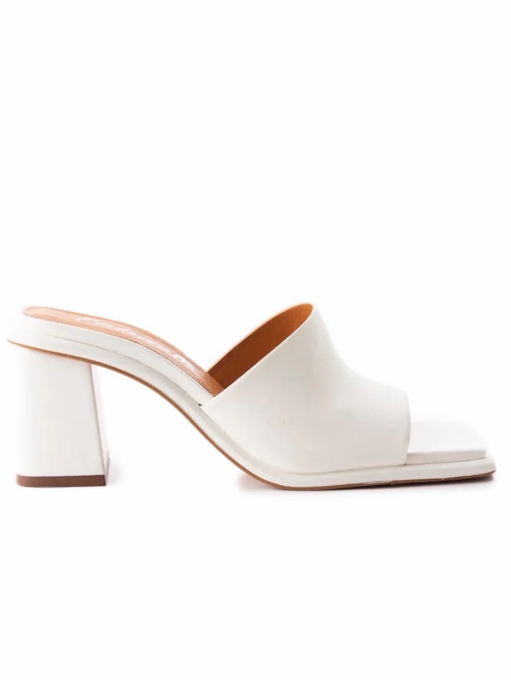 L'INTERVALLE White Open-Toe Square Block Heel Mules